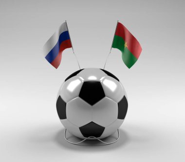 Rusya - Burkina-Faso Futbol Bayrakları, Beyaz Arkaplan - 3D Render