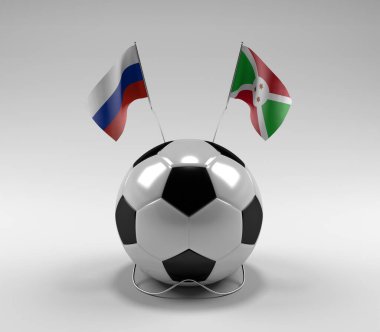 Rusya - Burundi Futbol Bayrakları, Beyaz Arkaplan - 3D Render