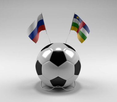 Rusya - Orta Afrika Cumhuriyeti Futbol Bayrakları, Beyaz Arkaplan - 3D Render