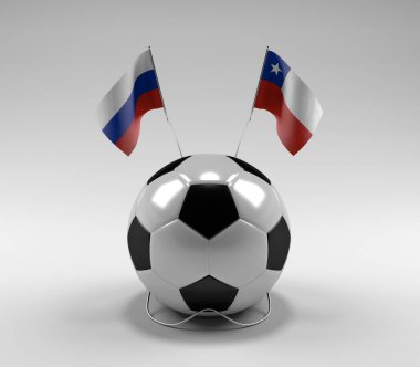 Rusya - Şili Futbol Bayrakları, Beyaz Arkaplan - 3D Render