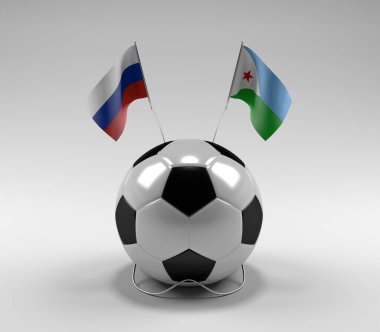 Rusya - Cibuti Futbol Bayrakları, Beyaz Arkaplan - 3D Render