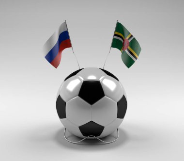 Rusya - Dominica Futbol Bayrakları, Beyaz Arkaplan - 3D Render