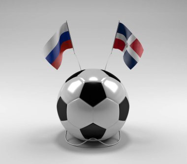 Rusya - Dominik Cumhuriyeti Futbol Bayrakları, Beyaz Arkaplan - 3D Render