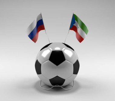 Rusya - Ekvator-Gine Futbol Bayrakları, Beyaz Arkaplan - 3D Render