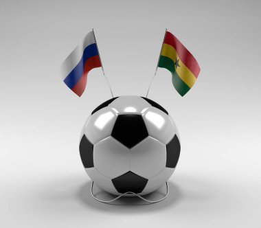 Rusya - Gana Futbol Bayrakları, Beyaz Arkaplan - 3D Render