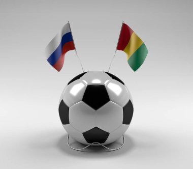 Rusya - Gine Futbol Bayrakları, Beyaz Arkaplan - 3D Render
