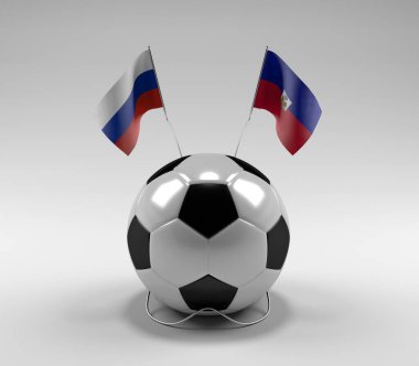 Rusya - Haiti Futbol Bayrakları, Beyaz Arkaplan - 3D Render