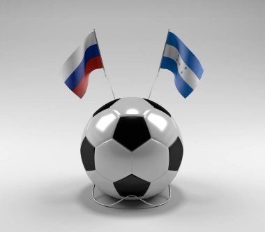 Rusya - Honduras Futbol Bayrakları, Beyaz Arkaplan - 3D Render