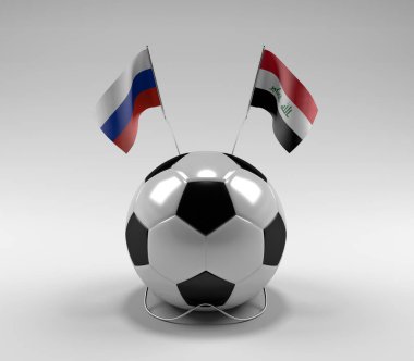 Rusya - Irak Futbol Bayrakları, Beyaz Arkaplan - 3D Yapılandırma