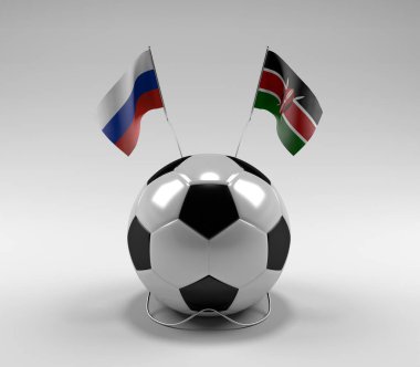 Rusya - Kenya Futbol Bayrakları, Beyaz Arkaplan - 3D Render