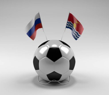 Rusya - Kiribati Futbol Bayrakları, Beyaz Arkaplan - 3D Render