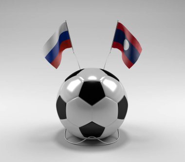 Rusya - Laos Futbol Bayrakları, Beyaz Arkaplan - 3D Render