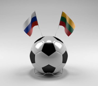 Rusya - Litvanya Futbol Bayrakları, Beyaz Arkaplan - 3D Render