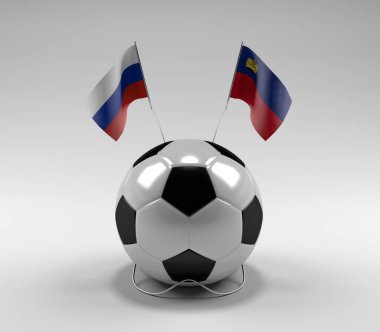 Rusya - Lihtenştayn Futbol Bayrakları, Beyaz Arkaplan - 3D Render