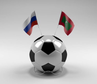 Rusya - Maldivler Futbol Bayrakları, Beyaz Arkaplan - 3D Render