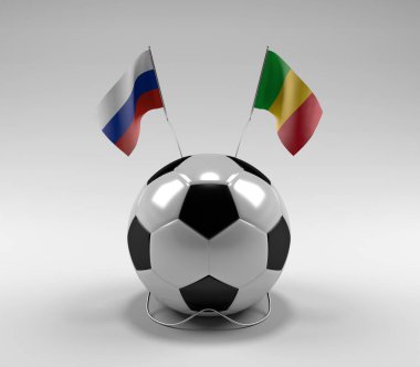 Rusya - Mali Futbol Bayrakları, Beyaz Arkaplan - 3D Render