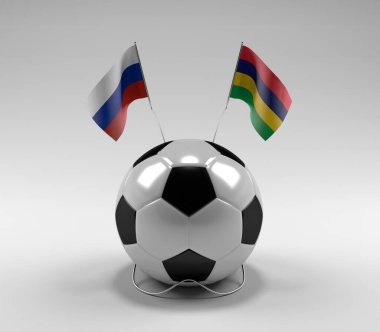 Rusya - Mauritius Futbol Bayrakları, Beyaz Arkaplan - 3D Render