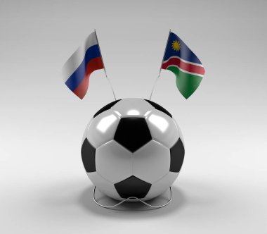 Rusya - Namibya Futbol Bayrakları, Beyaz Arkaplan - 3D Render