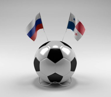 Rusya - Panama Futbol Bayrakları, Beyaz Arkaplan - 3D Render