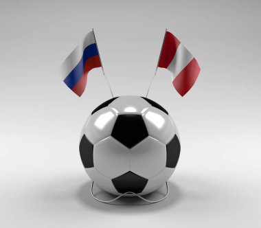Rusya - Peru Futbol Bayrakları, Beyaz Arkaplan - 3D Render