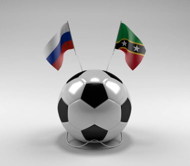 Rusya - Saint-Kitts-and-Nevis Futbol Bayrakları, Beyaz Arkaplan - 3D Render