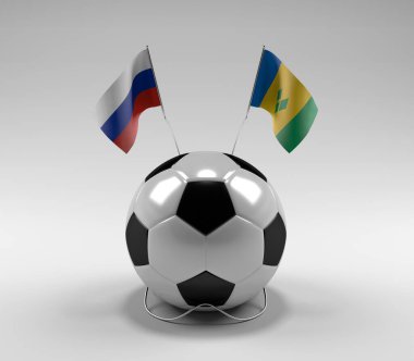 Rusya - Saint-Vincent-and the-Grenadines Futbol Bayrakları, Beyaz Arkaplan - 3D Render
