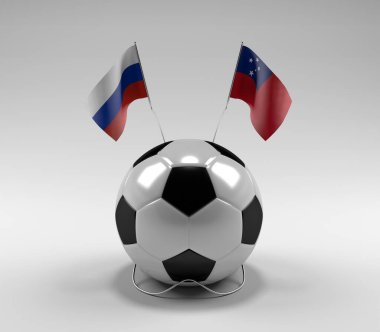 Rusya - Samoa Futbol Bayrakları, Beyaz Arkaplan - 3D Render