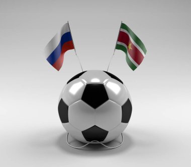Rusya - Surinam Futbol Bayrakları, Beyaz Arkaplan - 3D Render
