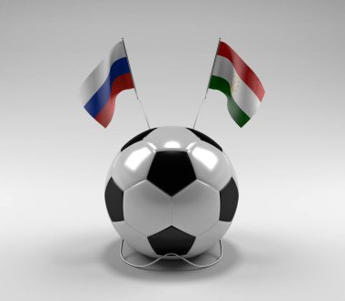 Rusya - Tacikistan Futbol Bayrakları, Beyaz Arkaplan - 3D Render