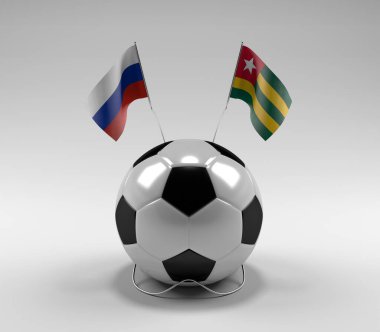 Rusya - Togo Futbol Bayrakları, Beyaz Arkaplan - 3D Render