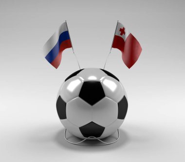 Rusya - Tonga Futbol Bayrakları, Beyaz Arkaplan - 3D Render