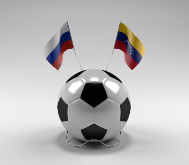 Rusya - Venezuela Futbol Bayrakları, Beyaz Arkaplan - 3D Render