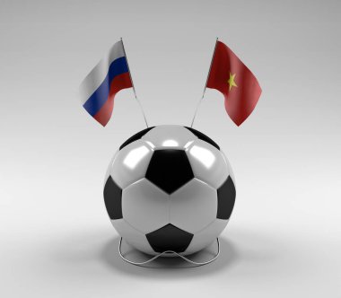 Rusya - Vietnam Futbol Bayrakları, Beyaz Arkaplan - 3D Render