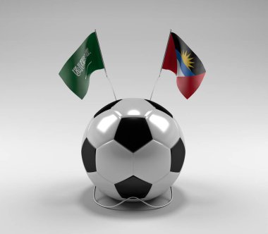 Suudi Arabistan - Antigua ve Barbuda Futbol Bayrakları, Beyaz Arkaplan - 3D Render