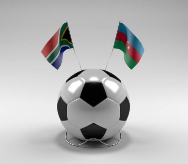 Güney Afrika - Azerbaycan Futbol Bayrakları, Beyaz Arkaplan - 3D Render