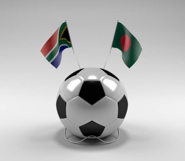 Güney Afrika - Bangladeş Futbol Bayrakları, Beyaz Arkaplan - 3D Render