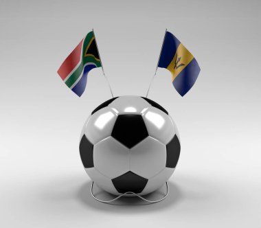 Güney Afrika - Barbados Futbol Bayrakları, Beyaz Arkaplan - 3D Render