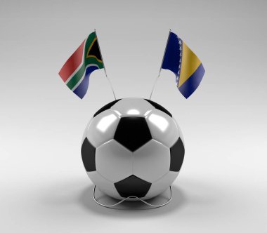 Güney Afrika - Bosna-Hersek Futbol Bayrakları, Beyaz Arkaplan - 3D Render