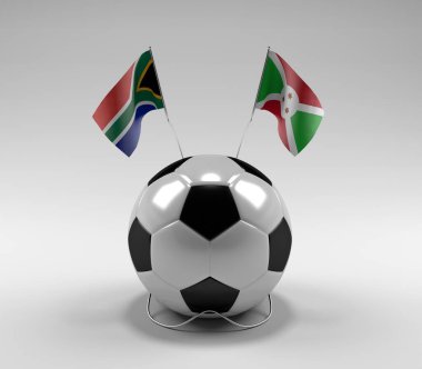 Güney Afrika - Burundi Futbol Bayrakları, Beyaz Arkaplan - 3D Render