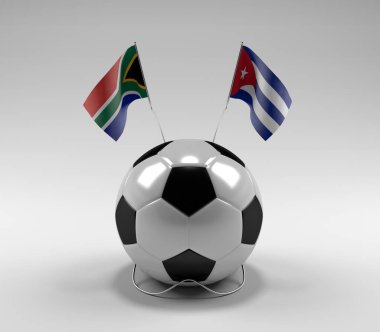 Güney Afrika - Küba Futbol Bayrakları, Beyaz Arkaplan - 3D Render