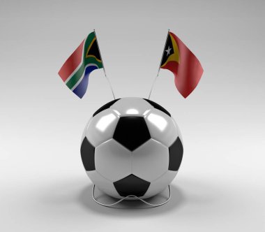Güney Afrika - Doğu Timor Futbol Bayrakları, Beyaz Arkaplan - 3D Render