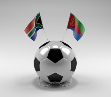 Güney Afrika - Eritre Futbol Bayrakları, Beyaz Arkaplan - 3D Render