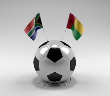 Güney Afrika - Gine-Bissau Futbol Bayrakları, Beyaz Arkaplan - 3D Render