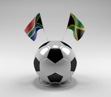 Güney Afrika - Jamaika Futbol Bayrakları, Beyaz Arkaplan - 3D Render