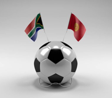 Güney Afrika - Kırgızistan Futbol Bayrakları, Beyaz Arkaplan - 3D Render