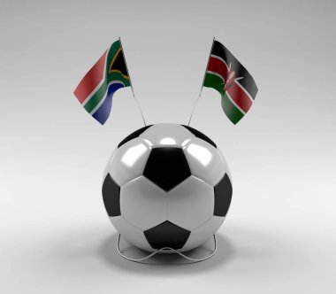 Güney Afrika - Kenya Futbol Bayrakları, Beyaz Arkaplan - 3D Render