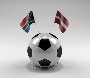 Güney Afrika - Letonya Futbol Bayrakları, Beyaz Arkaplan - 3D Render
