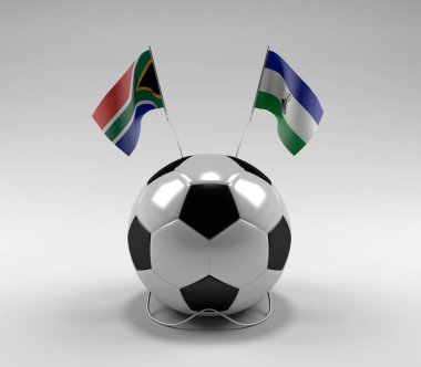 Güney Afrika - Lesotho Futbol Bayrakları, Beyaz Arkaplan - 3D Render