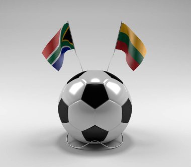 Güney Afrika - Litvanya Futbol Bayrakları, Beyaz Arkaplan - 3D Render