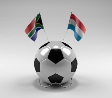 Güney Afrika - Lüksemburg Futbol Bayrakları, Beyaz Arkaplan - 3D Render